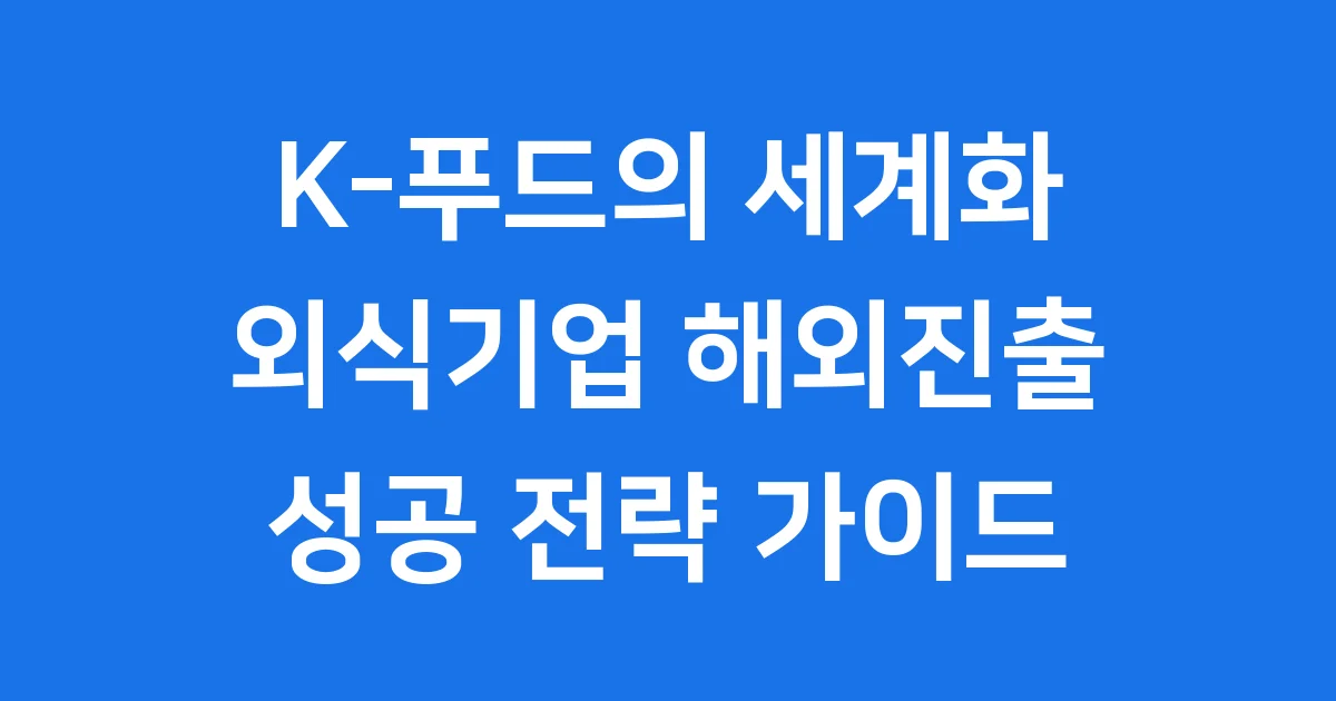 외식기업 해외진출 지원