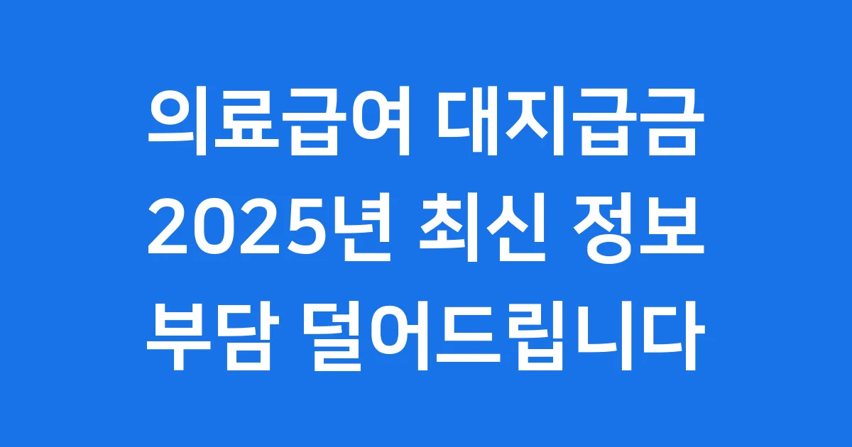 2025년 의료급여 대지급금: 어려운 진료비, 국가가 먼저 도와드립니다.