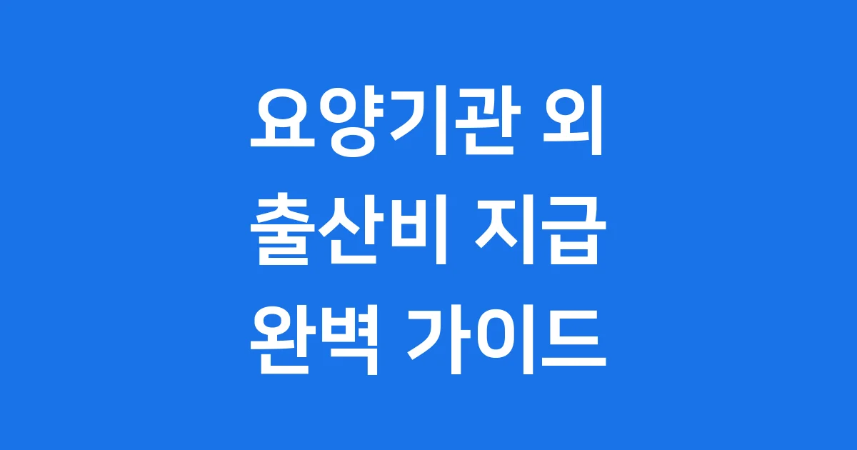 요양기관 외 출산 시 출산비 지급