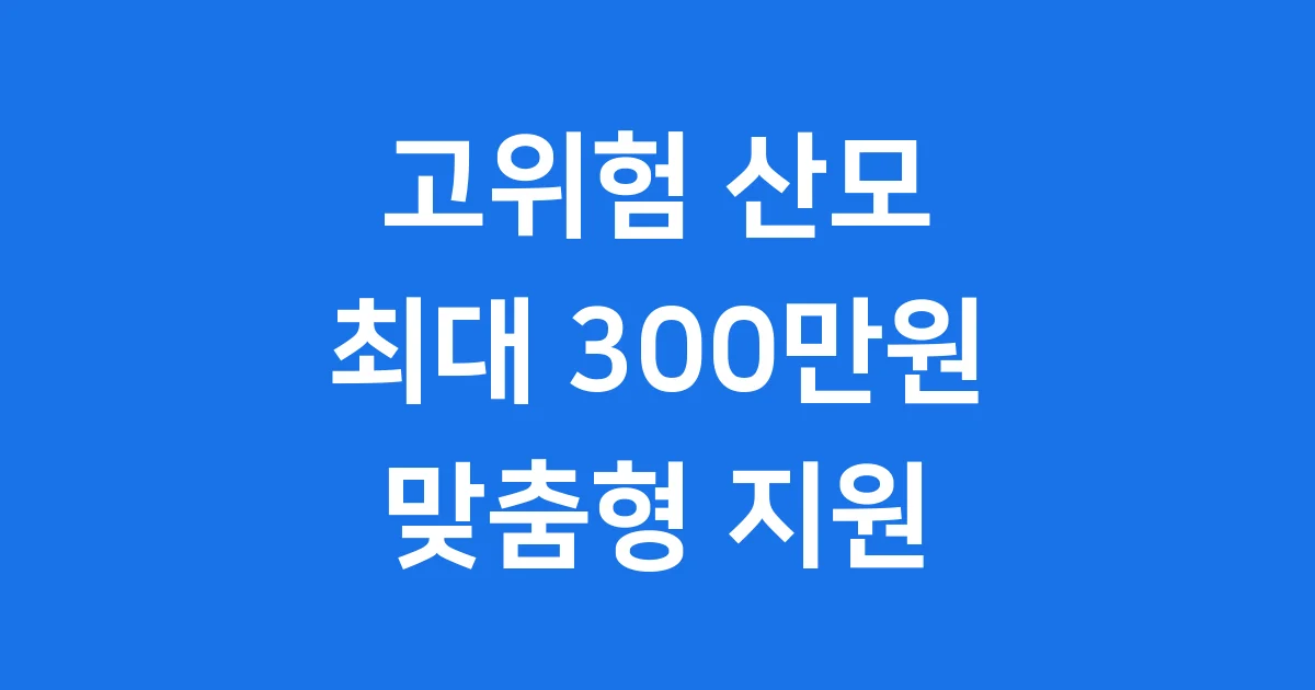 고위험 산모 의료비 지원 2026년 신청방법 자격